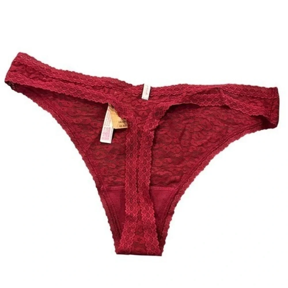 PINK! Womens XL Maroon Lace Thong Victoria's Secret  NWT